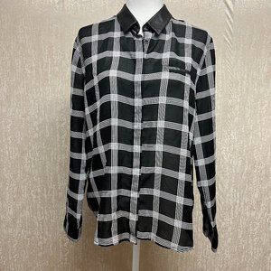 Calvin Klein checkered blouse in black and white (L)